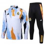 Chandal de Sudadera del Real Madrid 2024-2025 Blanco y Amarillo